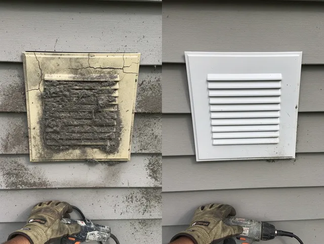 Valinda Dryer Vent Cleaning technician installing high-quality dryer vent cover at a residential property in Valinda